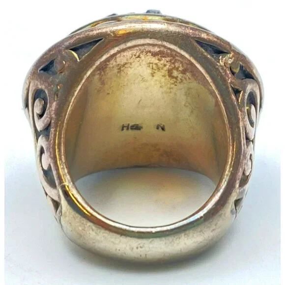 Vintage Druzy Stone Silver Ring Size 8 Opalescent Iridescent Crystals MARKED - Picture 6 of 10